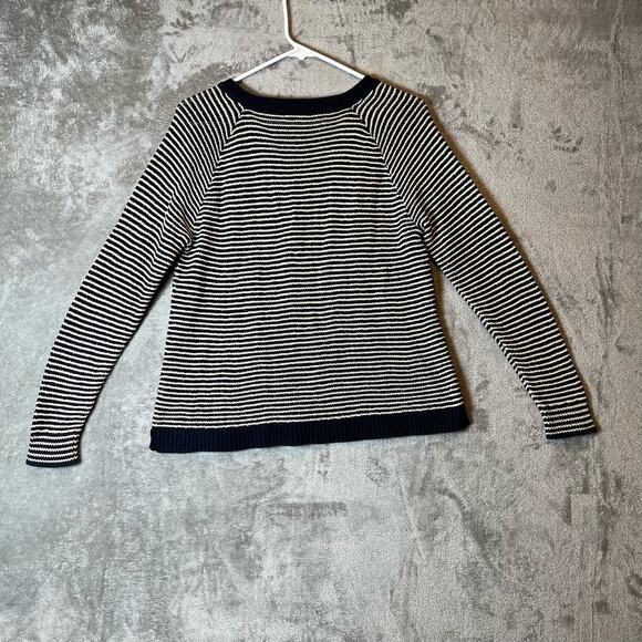 Madewell Sz Medium Long Sleeve Blue White Striped Knit Dockline Pullover Sweater - Picture 3 of 5